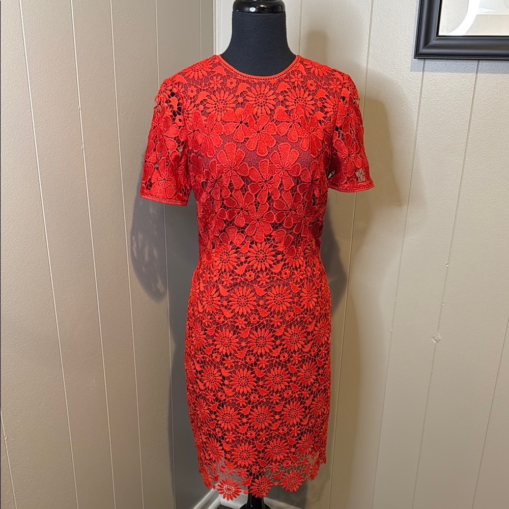 B6 Karen Millen Women’s 6 Scarlet Floral Lace Midi Dress